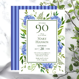 Convites Hortênsias Azuis para 90º Aniversário