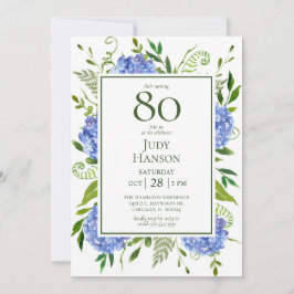 Convites Hortênsias Azuis para o 80º Aniversário