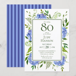 Convites Hortênsias Azuis para o 80º Aniversário