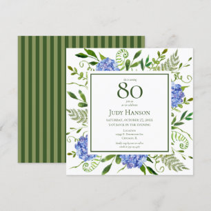 Convites Hortênsias Azuis para o 80º Aniversário