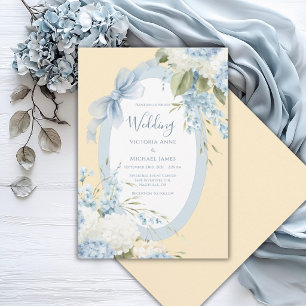 Convites Hortênsias Brancas Azuis Casamento Elegante Amarel