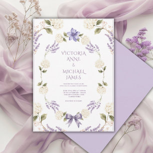 Convites Hortênsias Brancas Casamento Floral Roxo Elegante