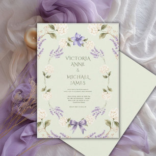 Convites Hortênsias Brancas Floral Roxo Elegante