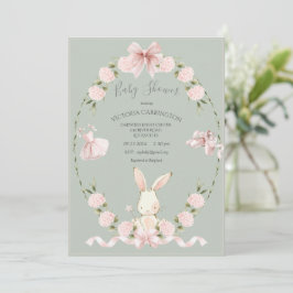 Convites Hortênsias Coelhinhos Rosa Sage Bailarina Bebê