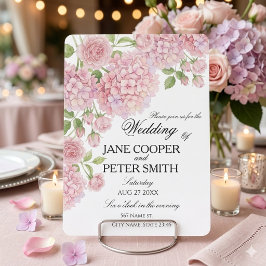 Convites Hortênsias e rosas rosa pastel Orçamento Casamento