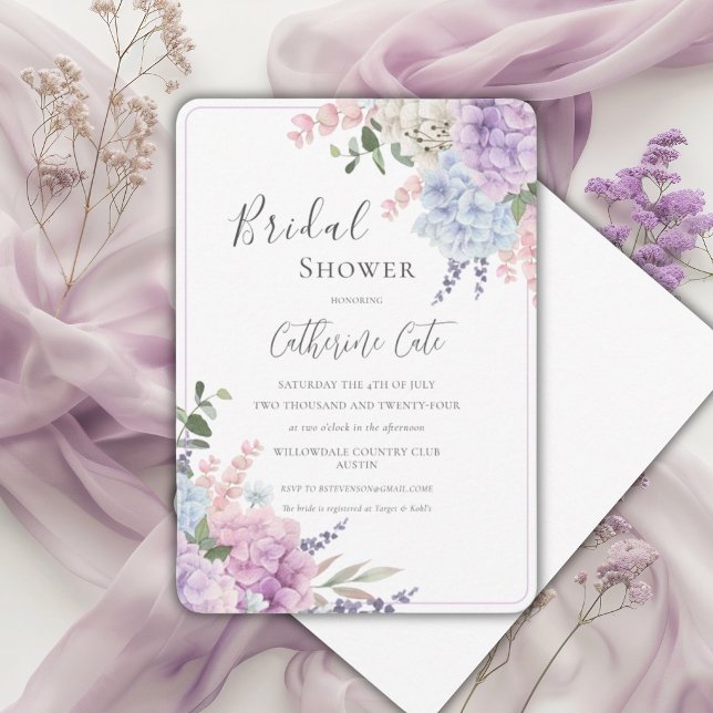 Convites Hortênsias Floral Aquarela Chá de Noiva (Criador carregado)