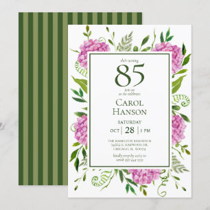 Convites Hortênsias Rosa de Aniversário de 85 Anos
