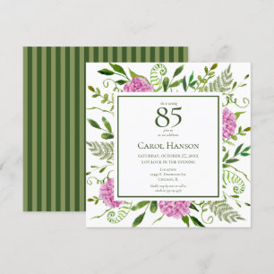 Convites Hortênsias Rosa de Aniversário de 85 Anos