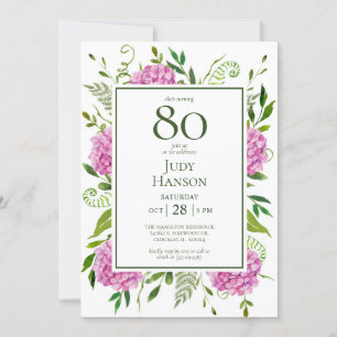 Convites Hortênsias Rosa pelo 80º Aniversário