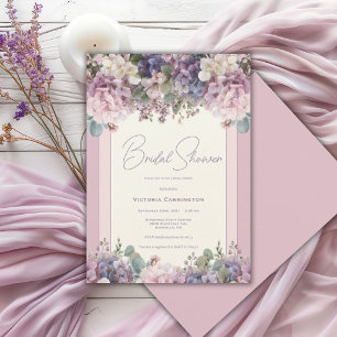 Convites Hortênsias Roxas Aquarela Floral Casamento Moderno