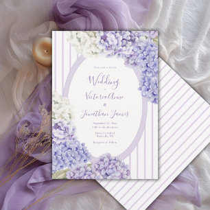 Convites Hortênsias Roxas Brancas Listra Floral Casamento