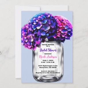 Convites Hortênsias Vibrantes Rosa Azul Roxo Chá de Bebê de