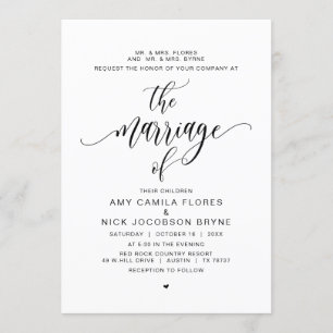 Convites Hospedagem de pais,Caligrafia negra moderna, Casam