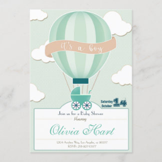 Convites Hot Air Ballon Baby Shower Invitation (It´s a boy)