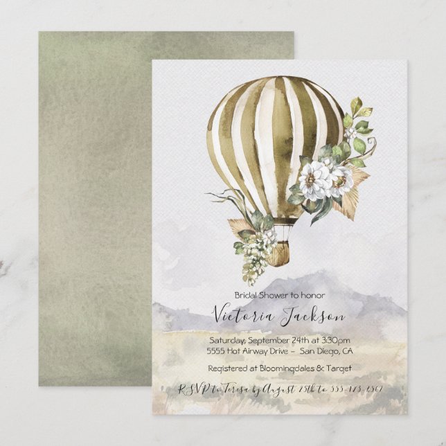 Convites Hot Air Balloon Bridal Shower invitations (Frente/Verso)