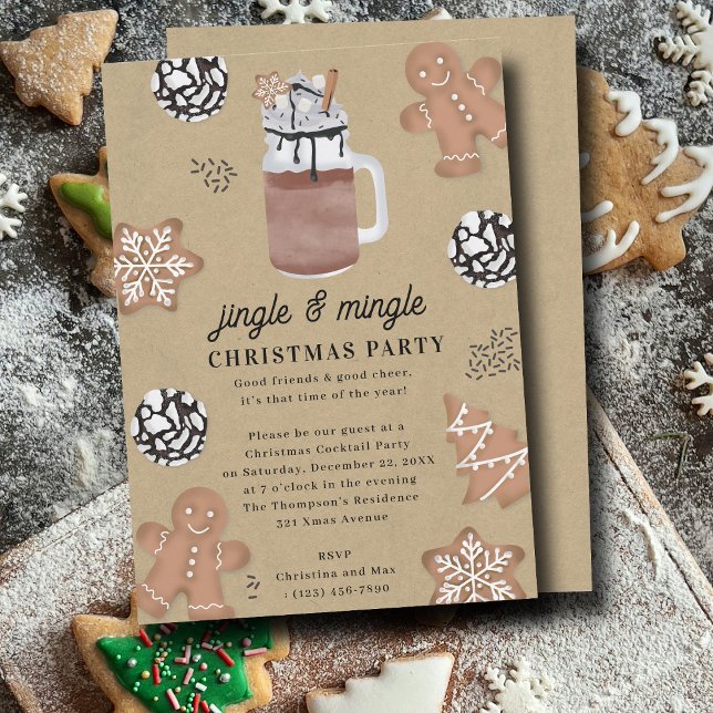 Convites Hot Cocoa Chocolate Cookies Christmas Party (Hot Cocoa Chocolate Cookies Christmas Party Invitation)