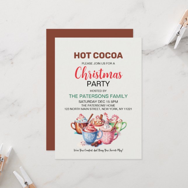 Convites Hot Cocoa Cute Christmas Party (Frente/Verso In Situ)