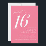 Convites Hot Pink | Cute Bright Cerise Doce 16 Aniversário<br><div class="desc">Girly 16 convites de festas de aniversários com acentos de script. Simples,  casual e bonito. Cor rosa-quente brilhante com letra branca.</div>