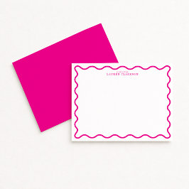 Convites Hot Pink Modern Wavy Border Note Card