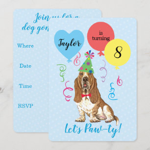 Convites Hound do Basset de Balões de Festa de aniversári