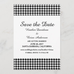 Convites Houndstooth Salve a Data Invite, Preto