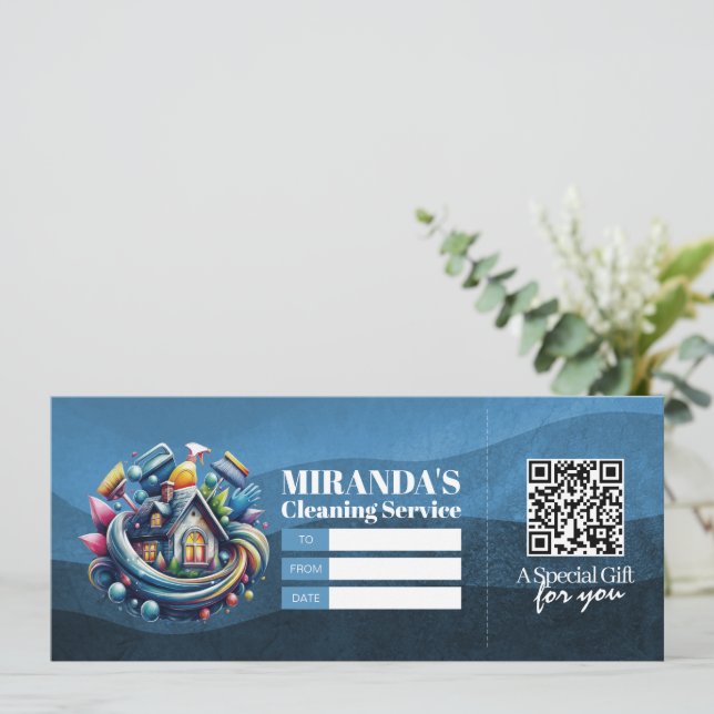 Convites House Cleaning Services Gift Certificate Voucher (Em pé/Frente)