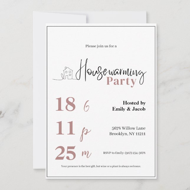 Convites Housewarming Invitation • Modern New Home Party In (Frente)