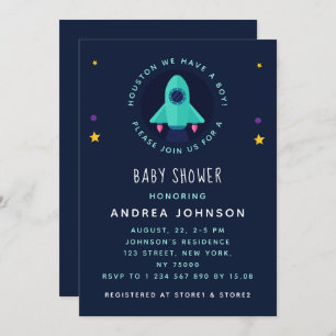 Convites Houston é um Boy Rocket Spaceship Stars & Space