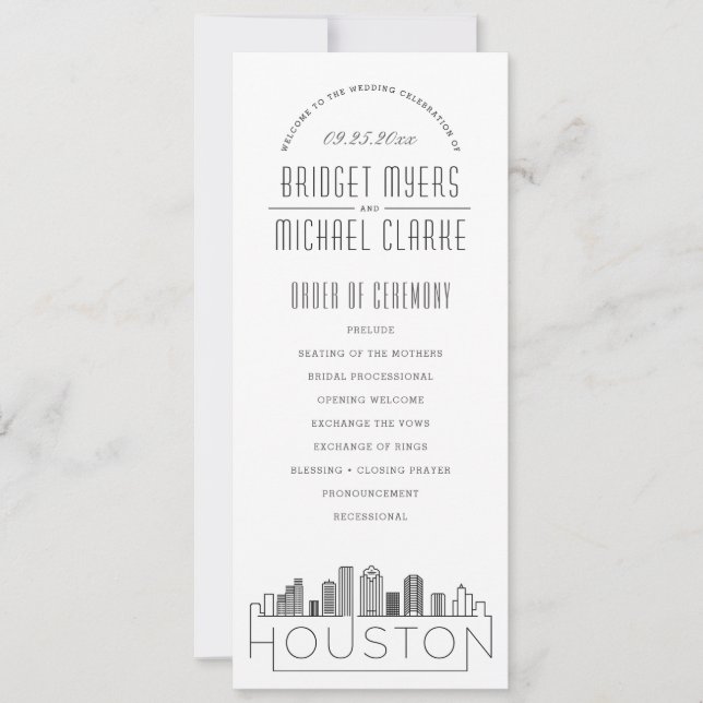 Convites Houston | Programa de Casamento por Deco Moderno (Frente)