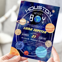 Convites Houston temos um Chá de fraldas de Planetas Espaci