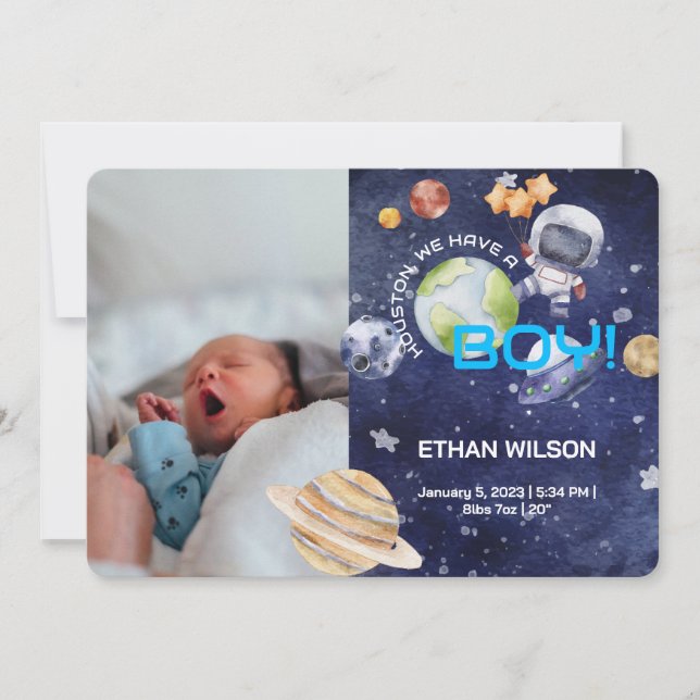 Convites Houston, Temos Um Rapaz De Notícias De Nascimento. (Frente)