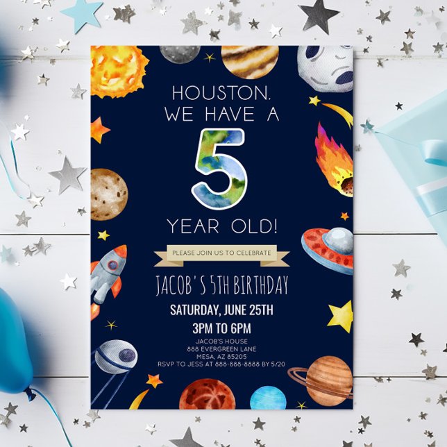 Convites Houston Temos Uma Festa de aniversário 5 De 5 Anos (Criador carregado)