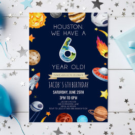 Convites Houston Temos Uma Festa de aniversário 6 De 6 Anos