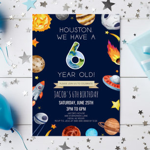 Convites Houston Temos Uma Festa de aniversário 6 De 6 Anos