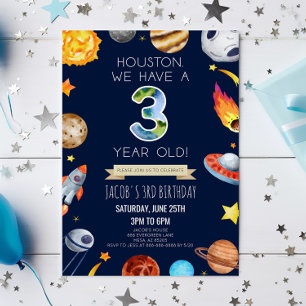 Convites Houston Temos Uma Festa De aniversário de 3 anos D