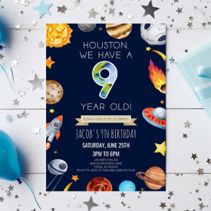 Convites Houston Temos Uma Festa De Aniversário De 9 Anos