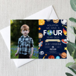 Convites Houston Temos Uma Festa De Quarto Aniversário De Q