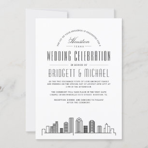 Convites Houston Wedding   Skyline Moderno Deco