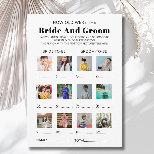 Convites How Old Were The Bride & Groom Bridal Shower Game (Criador carregado)