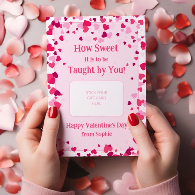 Convites How Sweet Teacher Valentine's Gift Card Holder (How Sweet it is to be Taught by You! (editable) Personalized Valentine's Gift Card Holder)