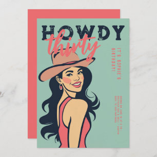 Convites Howdy 30 Western Retro Pink Poster