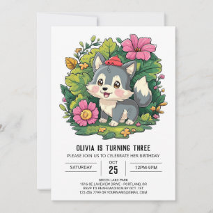 Convites Howling Magical Digital Wolf Birthday
