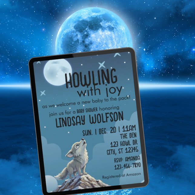Convites Howling with Joy, Wolf Baby Shower (Criador carregado)