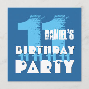 Convites HUES DE 11 AZUL Festa de aniversário DE 11 ANOS V