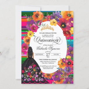 Convites Huipil Bordado Floral Mexicano Gown Quinceanera
