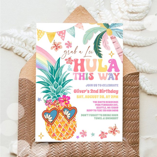 Convites Hula This Way Luau Aloha Tropical Summer Birthday (Criador carregado)