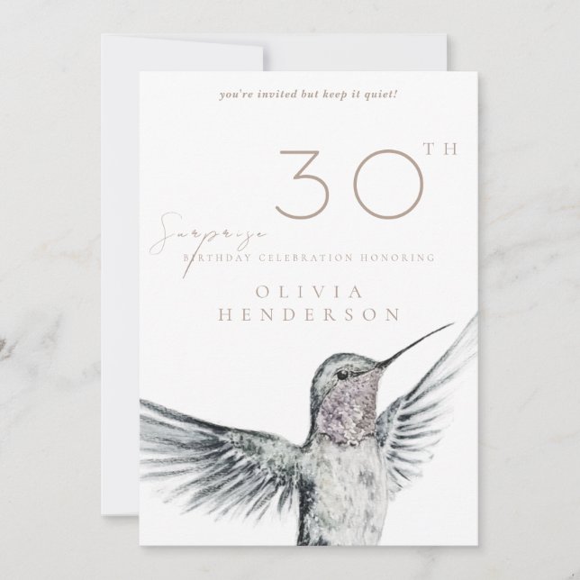 Convites Hummingbird ANY Surprise Birthday Invitation (Frente)