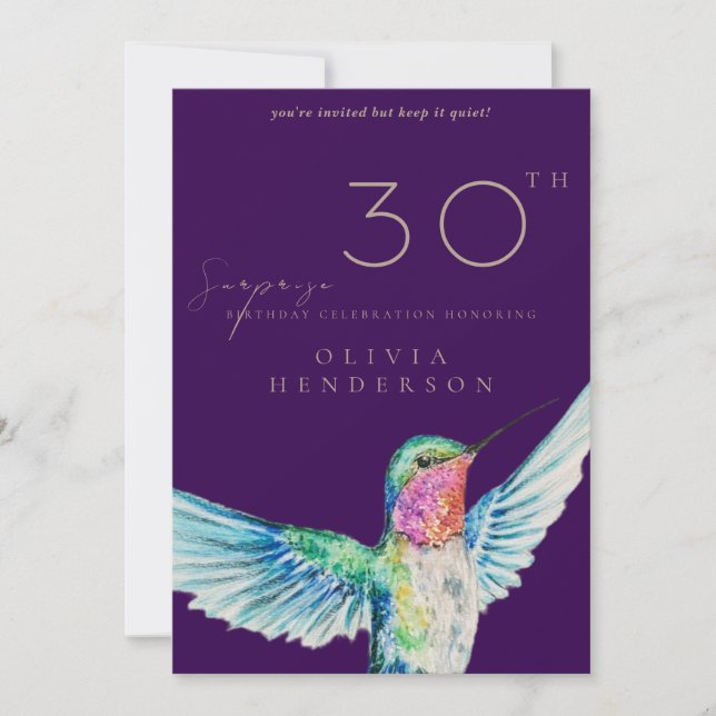 Convites Hummingbird ANY Surprise Birthday Invitation (Frente)