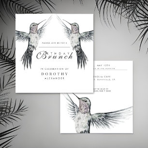 Convites Hummingbird Black and White ANY Birthday Brunch