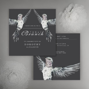 Convites Hummingbird Black and White ANY Birthday Brunch